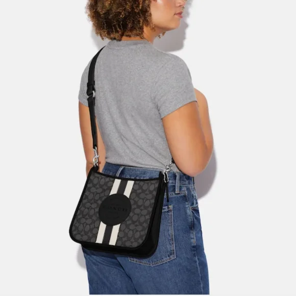 New! RARE Dempsey File Bag In Signature Jacquard With Stripe And Coach Patch NWT Coach CA195 Dempsey File Crossbody Bag Signature  main image 2